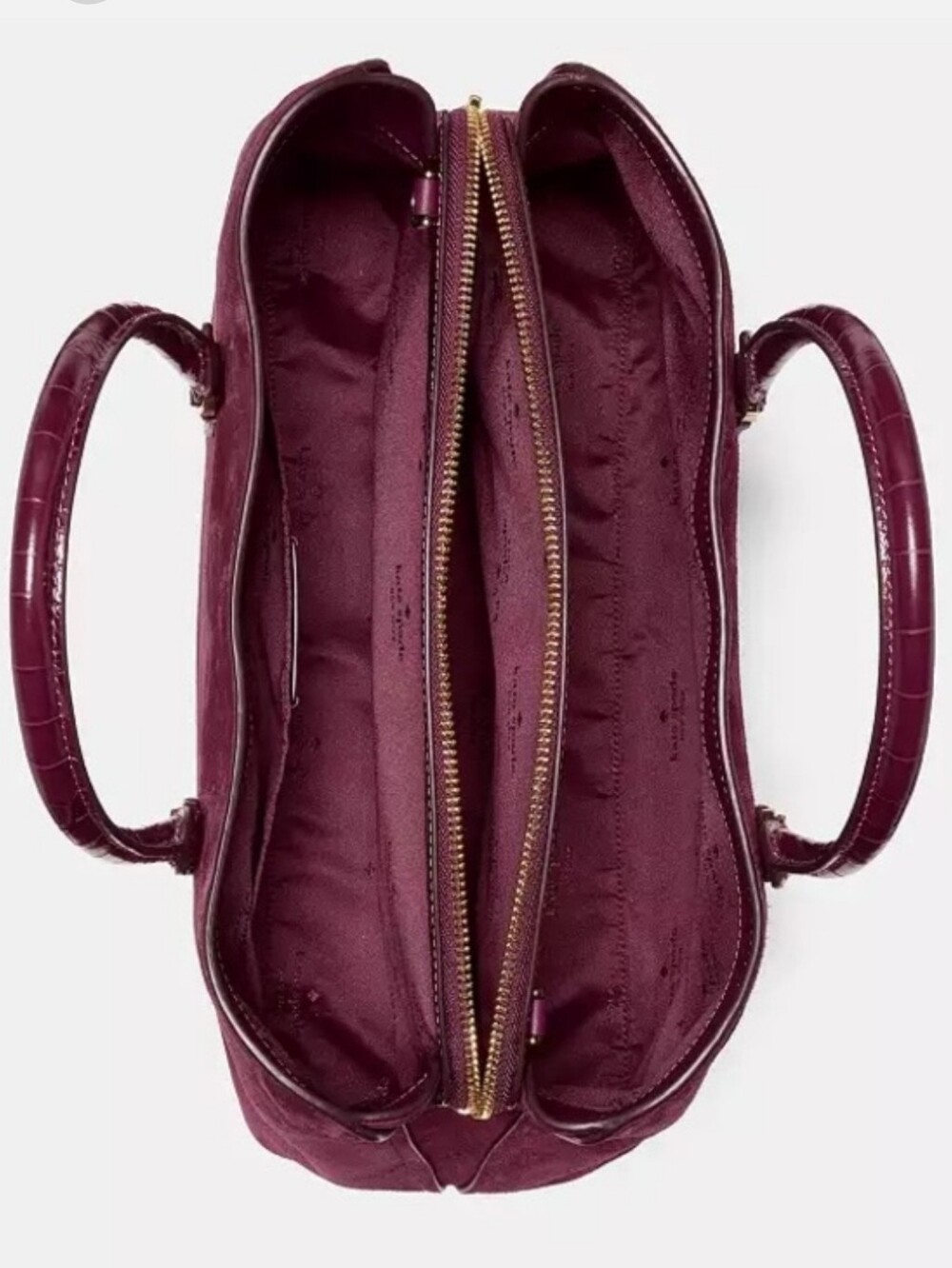 Kate Spade Thompson Street Suede And Croc Embossed Satchel Bag, Deep Cherry - Picture 4 of 13